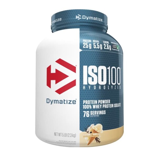 Dymatize ISO100 Hydrolyzed Whey Isolate Protein Powder - Gourmet Vanilla, 5 lb, 76 Servings